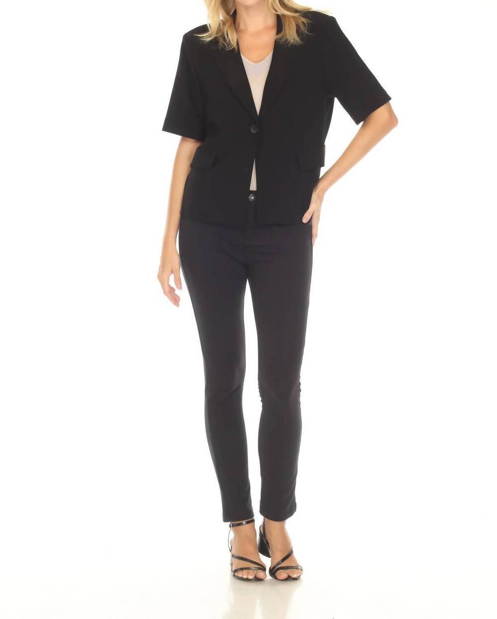 NEW JOSEPH RIBKOFF short sleeve blazer jacket in black - Picture 6 of 7